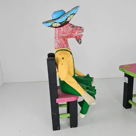 Oaxacan Folk Art Anthropomorphic Goat Man Table Mezcal Bottles Inocencio Vasquez
